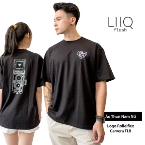Áo Thun Logo Phim Rolleiflex, Dáng Oversize, Unisex Nam Nữ, Dành Cho Người Yêu Thích Máy Chụp Ảnh Film - LIIQ Flash — ảnh 1